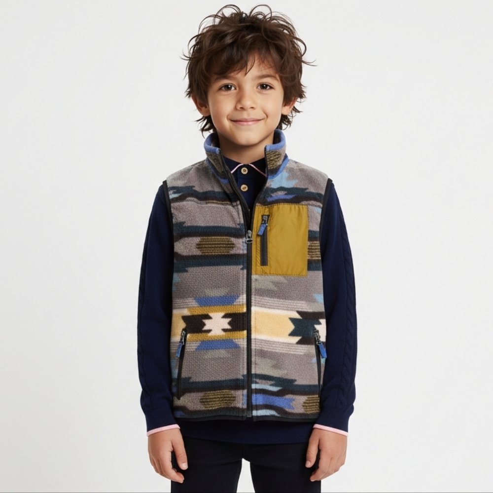 Gap Southwest Print Fleece Vest Size 8 Medium EUC